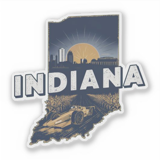 Sticker van de staat Retro Indiana (Voorkant)