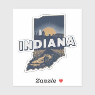 Sticker van de staat Retro Indiana