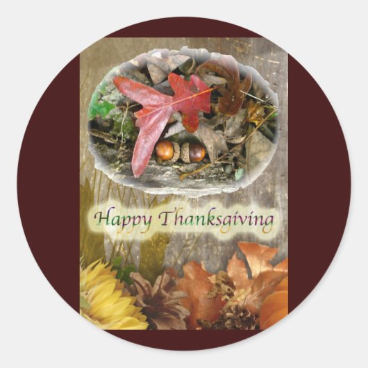 Sticker van de Thanksgiving van eikel en eikel (Voorkant)