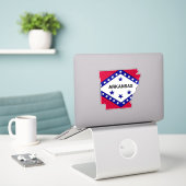 Sticker van de vlaggenstaat van de Arkansas (Laptop op bureau)