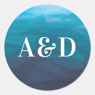 Sticker van de Waterverf van de blauwe oceaangolve