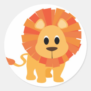 Sticker van de zoete Lion Classic Round