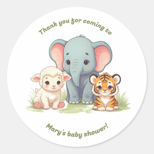 Sticker van dierlijk Baby shower (Voorkant)