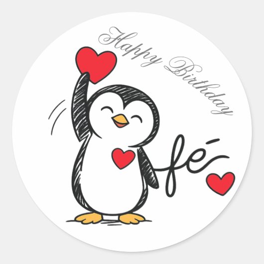 sticker van een blije pinguïn (Voorkant)