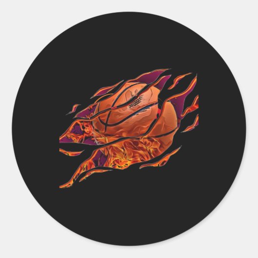 Sticker van een vuurbasketbal (Voorkant)