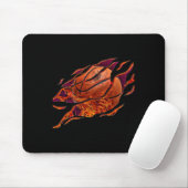 Sticker van een vuurbasketbal muismat (Met muis)