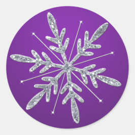 Sticker van Glittery Paars en Silver Snowflake