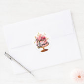 Sticker van goudroze Baby shower met bloesems (Envelop)