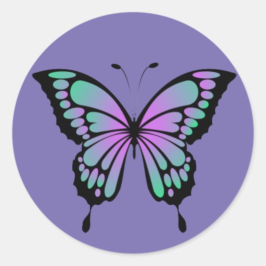 Sticker van groene en Paarse vlinder (Voorkant)