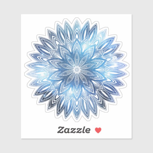 sticker van handgetekende oceaanblauwe bloem manda (Vel)