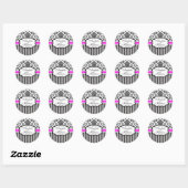 Sticker van het Black and Pink Damask Stripe Weddi (Vel)