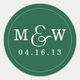 Sticker van het Charming Wedding Monogram Emerald