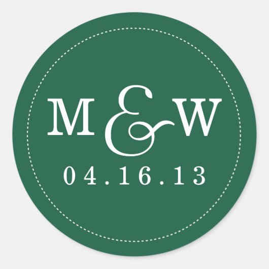 Sticker van het Charming Wedding Monogram Emerald (Voorkant)