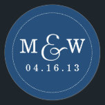 Sticker van het Charming Wedding Monogram - marine<br><div class="desc">.</div>