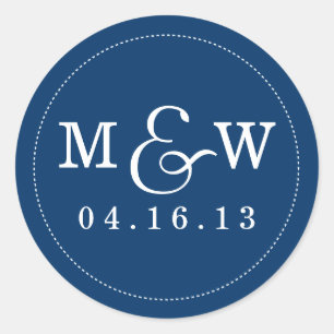 Sticker van het Charming Wedding Monogram - marine
