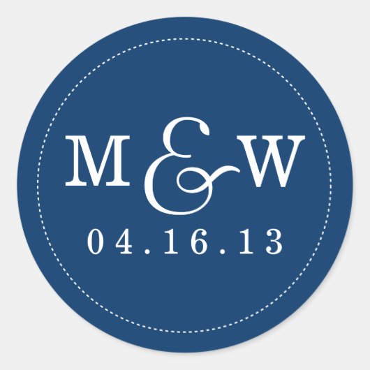 Sticker van het Charming Wedding Monogram - marine (Voorkant)