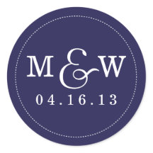 Sticker van het Charming Wedding Monogram - marine