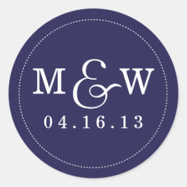 Sticker van het Charming Wedding Monogram - marine