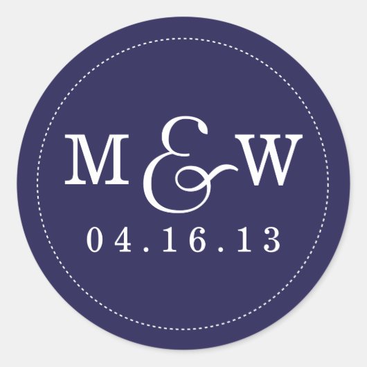 Sticker van het Charming Wedding Monogram - marine (Voorkant)