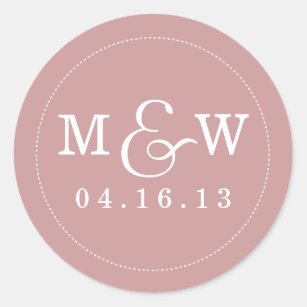 Sticker van het Charming Wedding Monogram - Mauve