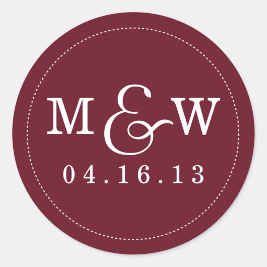 Sticker van het Charming Wedding Monogram - Wine R (Voorkant)