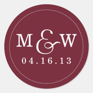 Sticker van het Charming Wedding Monogram - Wine R