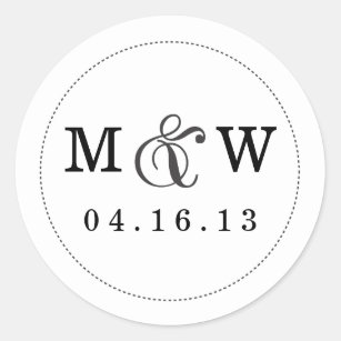 Sticker van het Charming Wedding Monogram - Wit