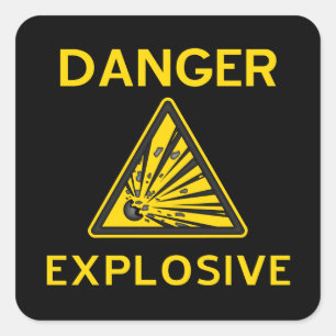 Sticker van het explosievenwaarschuwingsteken