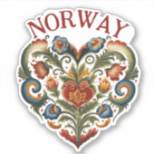 Sticker van het Noorse Rosemaling Folk Art Heart (Voorkant)