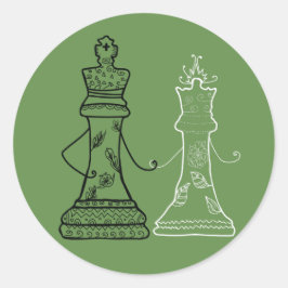 Sticker van koningin en koning Love Chess