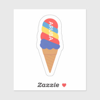 Sticker van regenboog Aruba ijsje kegel