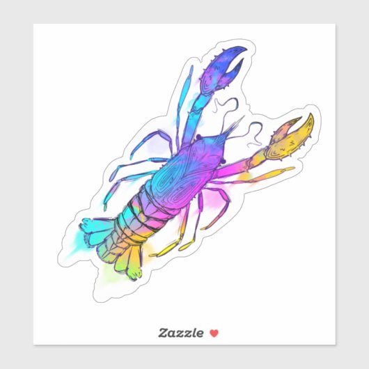 Sticker van regenboogkreeft (Vel)
