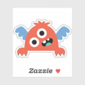 Sticker van rode cartoon monster voor kinderen (Vel)