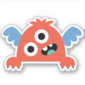 Sticker van rode cartoon monster voor kinderen (Voorkant)