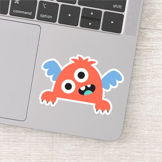 Sticker van rode cartoon monster voor kinderen (Detail)