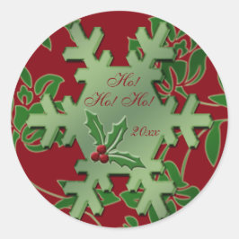 Sticker van rode en groene Floral Snowflake