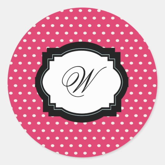 Sticker van roze poladots Initiaal (Voorkant)