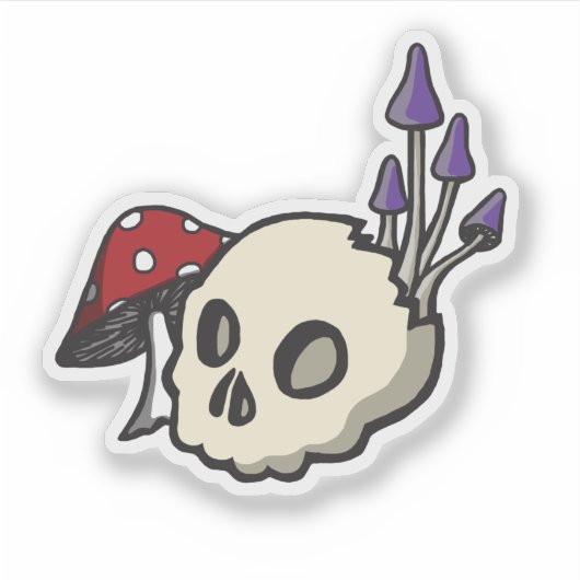 Sticker van schedel en paddenstoel (Voorkant)