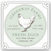 Sticker van vinylvensters VERS EIEREN met HEN (Voorkant)