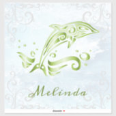 Sticker van vinylvinylvinnen met groene dolfijn (Vel)