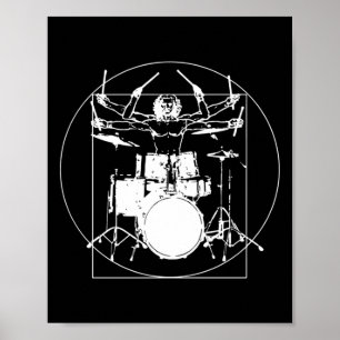 Sticker van Vitruvian Man Drummer Poster
