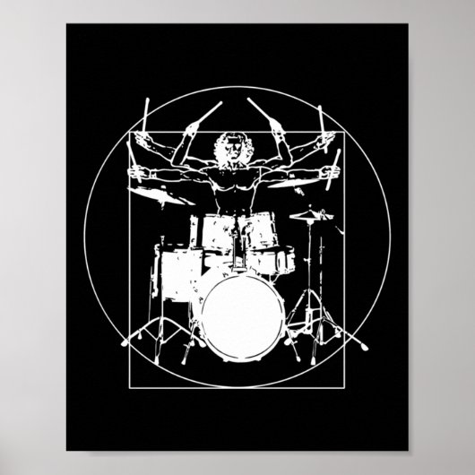 Sticker van Vitruvian Man Drummer Poster (Voorkant)