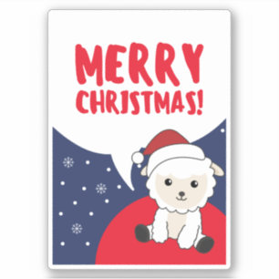 Sticker van winterdieren van schapen met kerstmis
