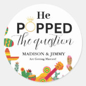 Sticker verlovingsfeestje, hij heeft haar ten huwe (Voorkant)