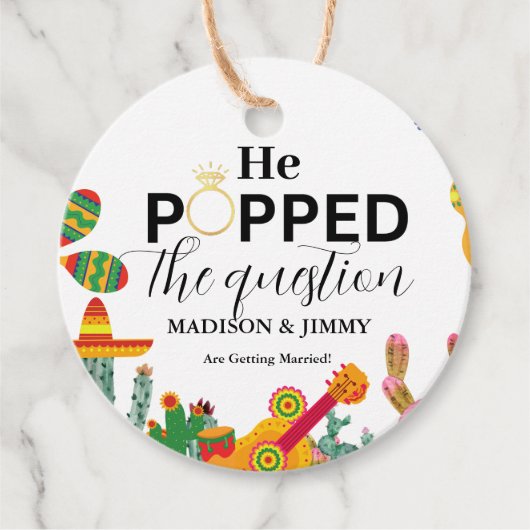 Sticker verlovingsfeestje, hij heeft haar ten huwe bedankjes labels (Voorkant)