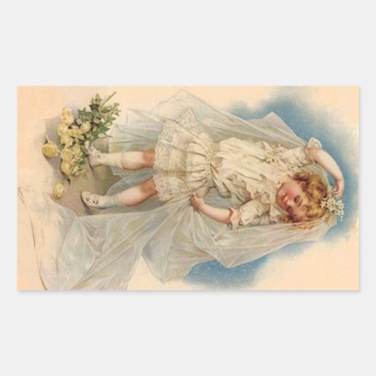 Sticker Victoriaans Bruid Rozen Trouwjurk (Voorkant)