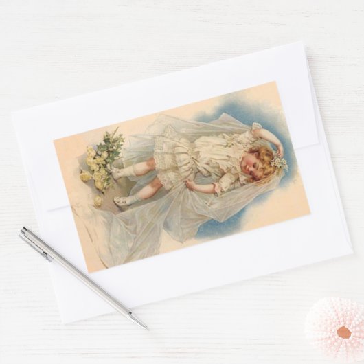 Sticker  Victoriaans Bruid Rozen Trouwjurk (Envelop)