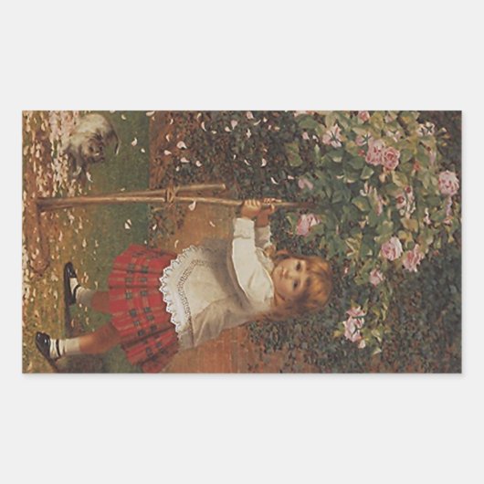 Sticker  Victoriaans Meisje Plaid Rok Tatting (Voorkant)