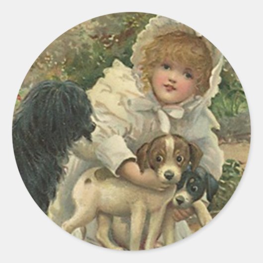 Sticker Victoriaans redt zwerfhonden pups (Voorkant)