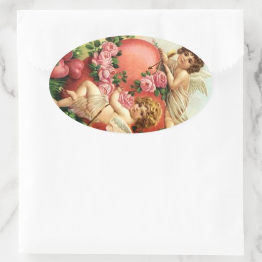 Sticker  Victoriaans Valentijn Cupids Harten (Tas)